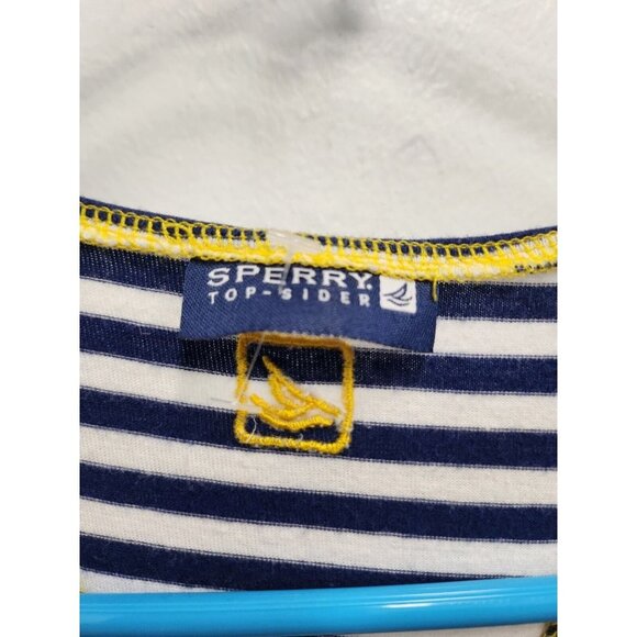 Sperry Womens Swimsuit Cover Up Tank Small Navy White Striped Anchor Racerback - Picture 3 of 6